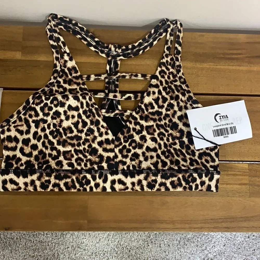 Zyia leopard grid bra NWT small